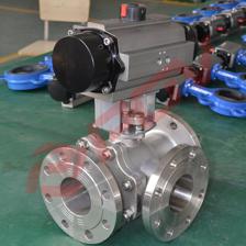 Q644-16P 氣動四通法蘭式球閥 化工流程中的高效控制解決方案